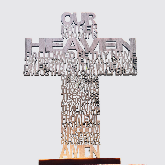Wood Lord's Prayer Cross